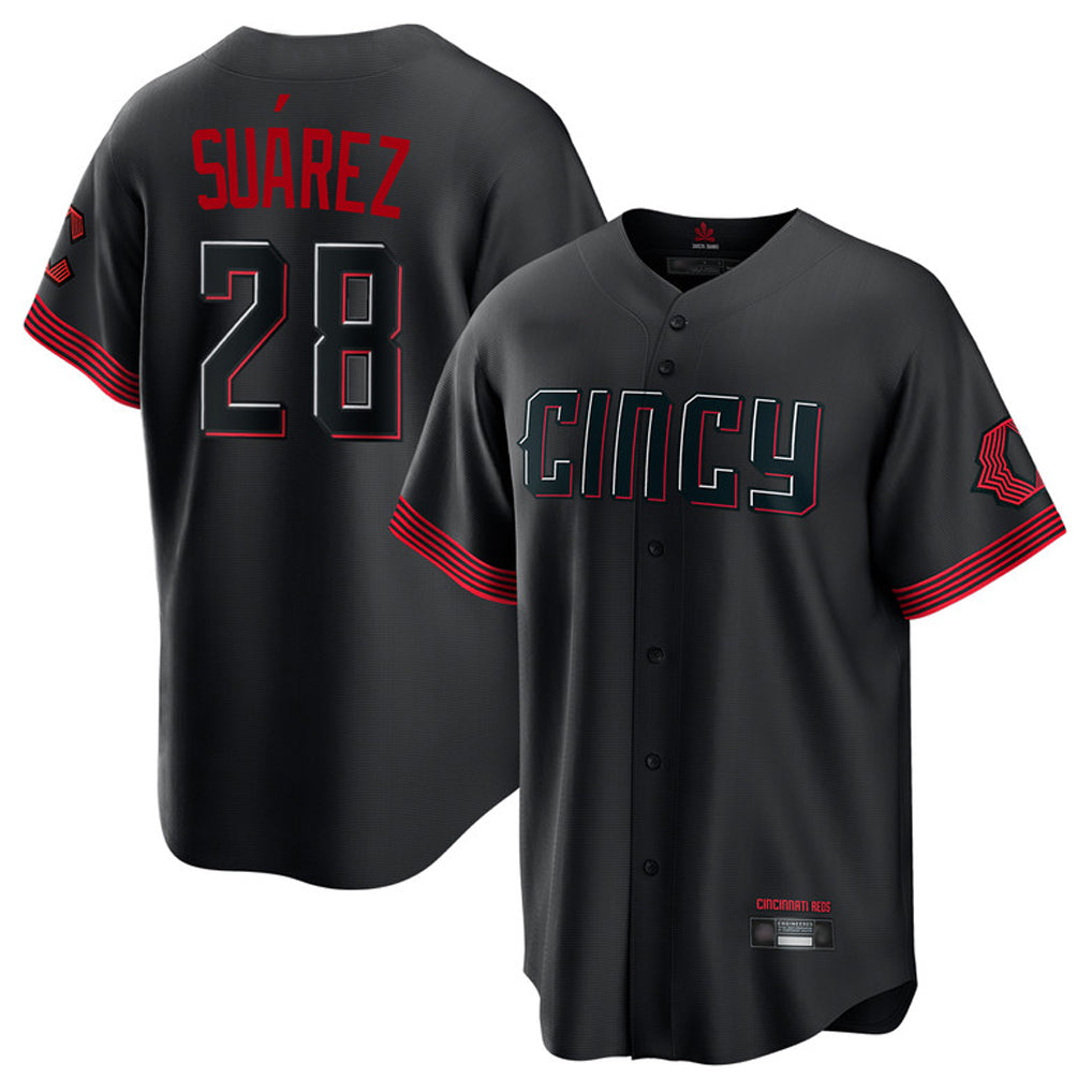 STECN C.Reds #28 Eugenio Su¡§¡érez Player Black City Connect Home Game Stitched Jerseys