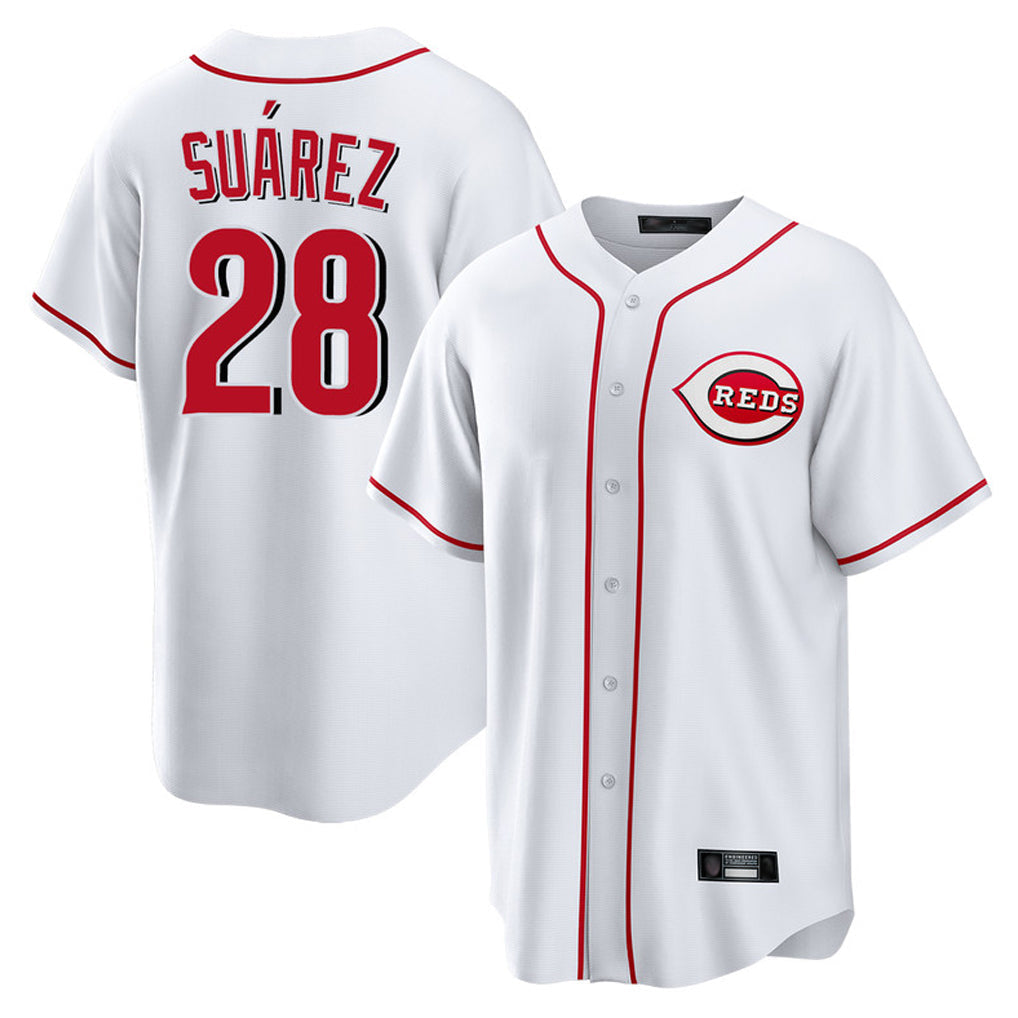 STECN C.Reds #28 Eugenio Su¡§¡érez Player White Game Home Stitched Jerseys