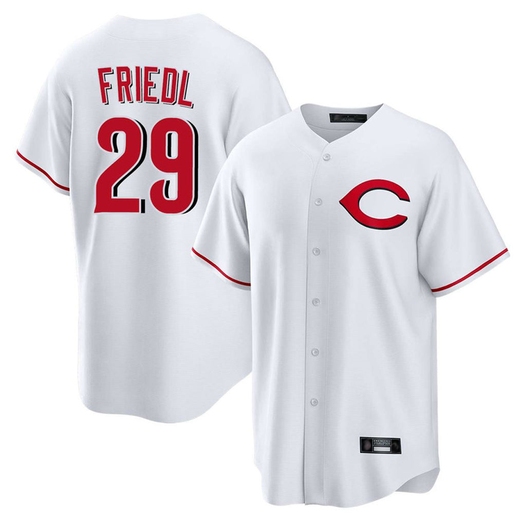 STECN C.Reds #29 TJ Friedl Player White Home Game Stitched Jerseys