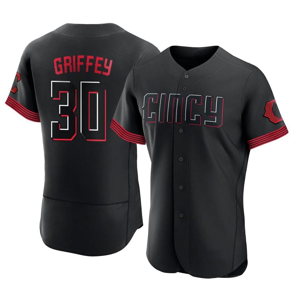 STECN C.Reds #30 Ken Griffey Player Black City Connect Limited Elite Home Stitched Jerseys