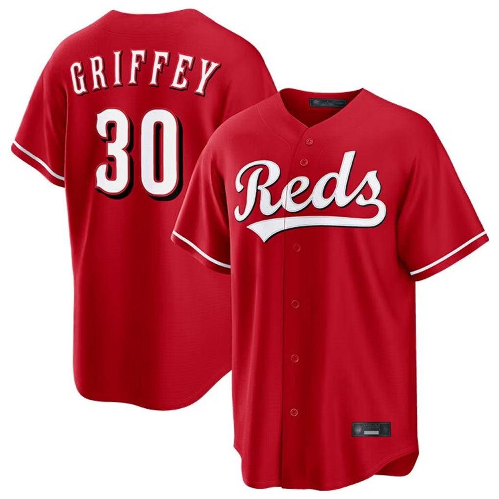 STECN C.Reds #30 Ken Griffey Player Red Home Game Stitched Jerseys