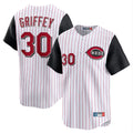STECN C.Reds #30 Ken Griffey Player White Black Stripe Field of Dreams Game Home Stitched Jerseys