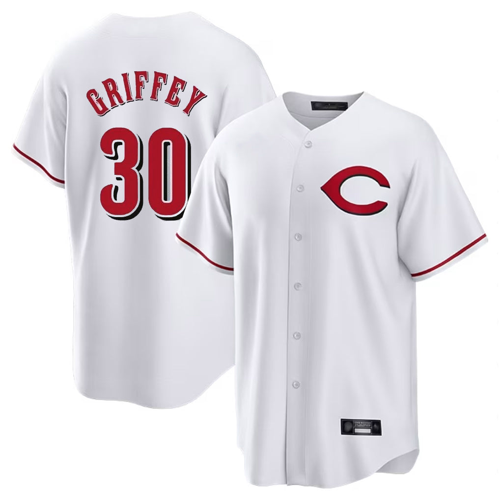 STECN C.Reds #30 Ken Griffey Player White Home Game Stitched Jerseys