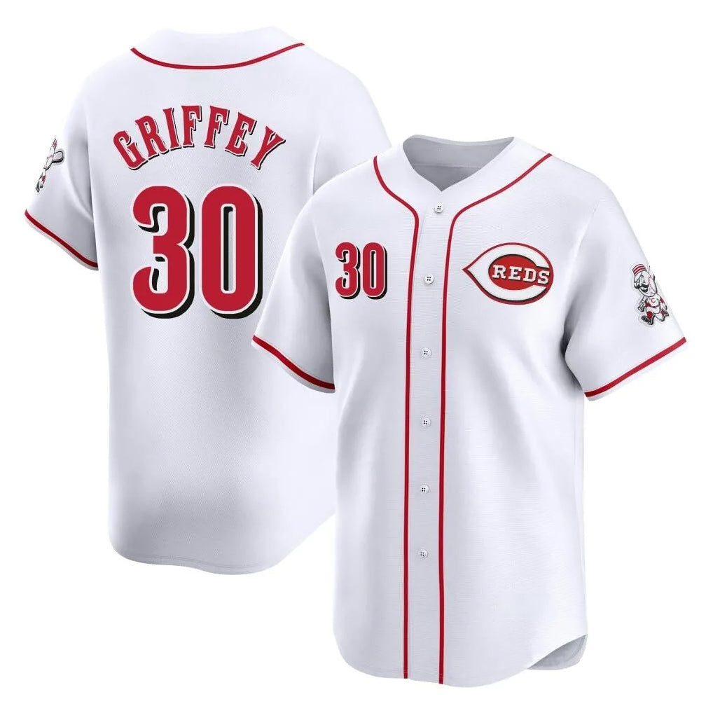 STECN C.Reds #30 Ken Griffey Player White Home Limited Stitched Jerseys