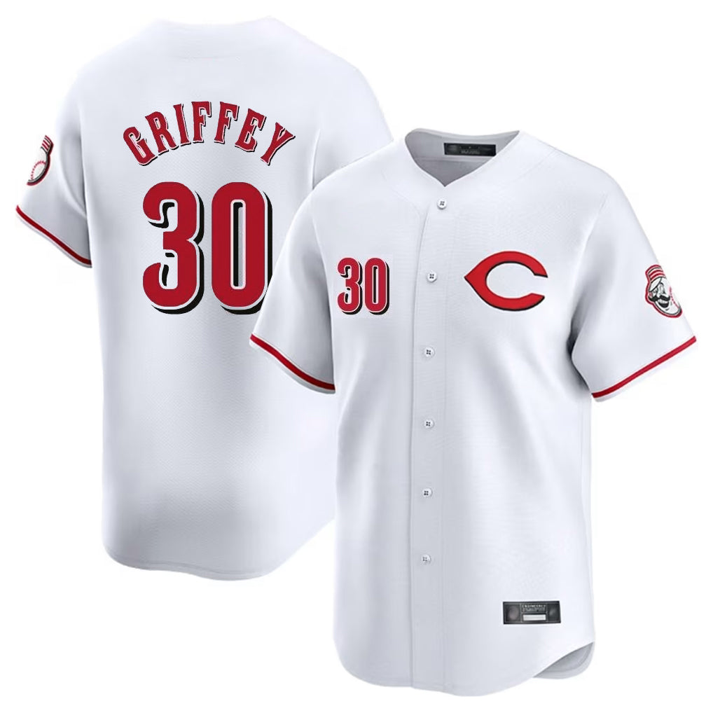 STECN C.Reds #30 Ken Griffey Player White Limited Home Stitched Jerseys