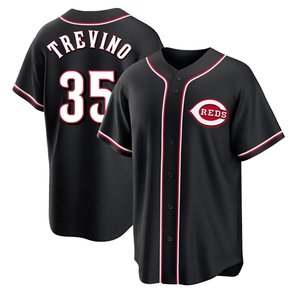 STECN C.Reds #35 Jose Trevino Player Black Fashion Out Home Game Stitched Jerseys
