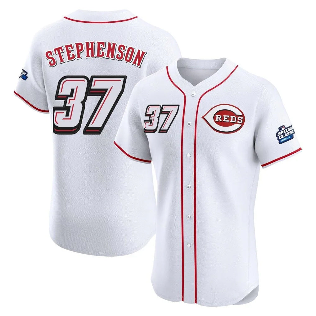 STECN C.Reds #37 Tyler Stephenson Player White Speedway Classic Limited Elite Home Stitched Jerseys