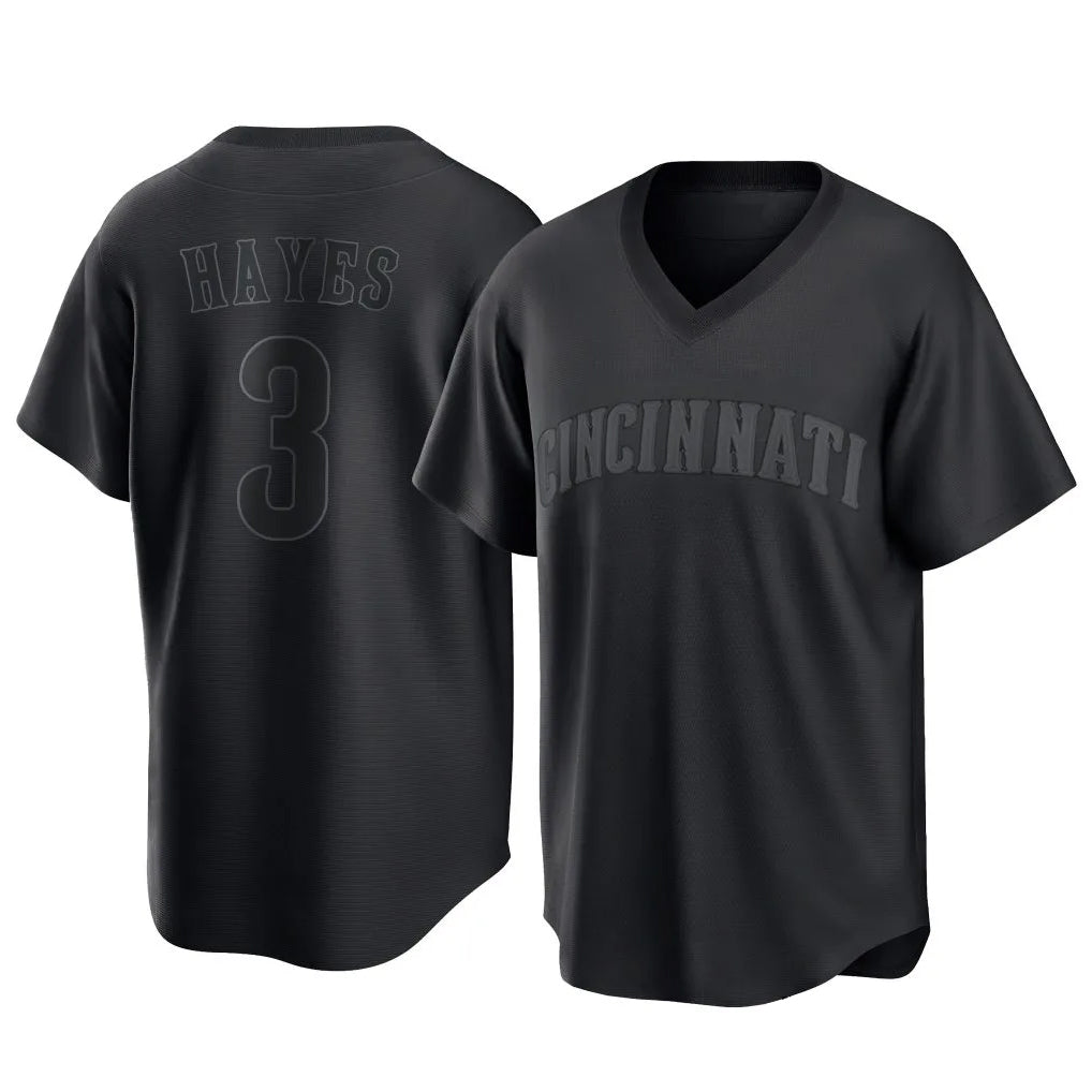 STECN C.Reds #3 Ke'Bryan Hayes Player Black T-shirt Game Home Stitched Jerseys
