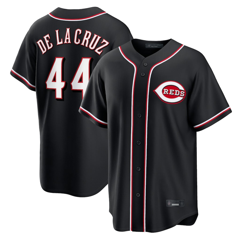 STECN C.Reds #44 Elly De La Cruz Player Black Fashion Out Home Game Stitched Jerseys