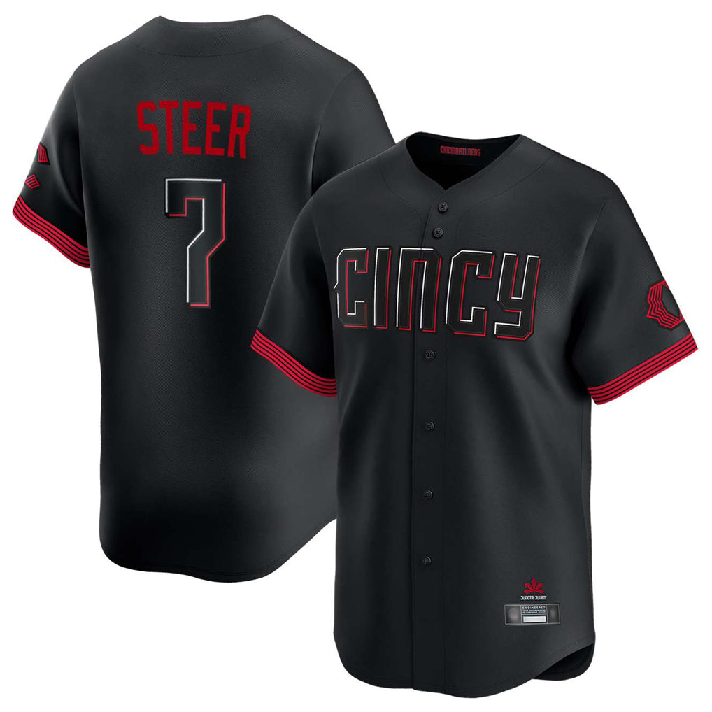 STECN C.Reds #7 Spencer Steer Player Black City Connect Home Limited Stitched Jerseys