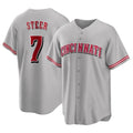 STECN C.Reds #7 Spencer Steer Player Gray Home Game Stitched Jerseys