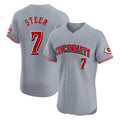 STECN C.Reds #7 Spencer Steer Player Gray Limited Elite Home Stitched Jerseys