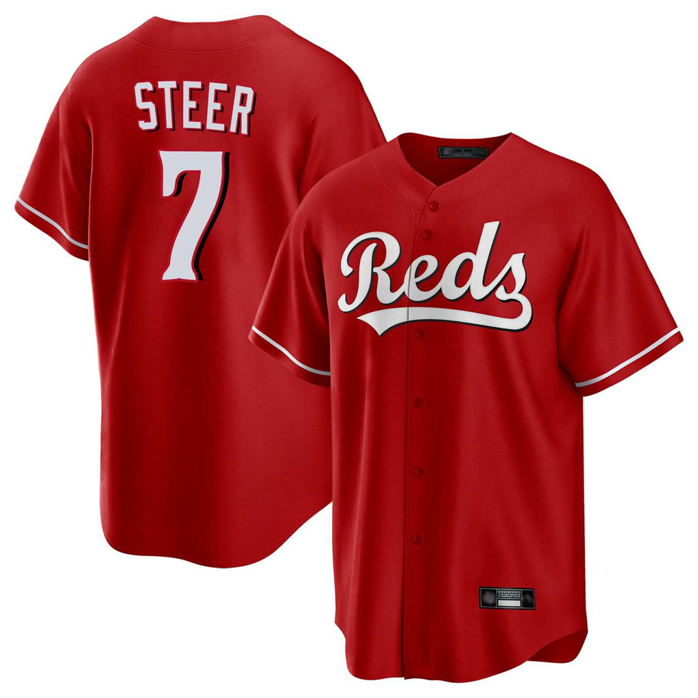 STECN C.Reds #7 Spencer Steer Player Red Home Game Stitched Jerseys