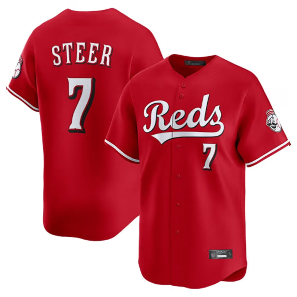 STECN C.Reds #7 Spencer Steer Player Red Home Limited Stitched Jerseys