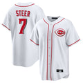 STECN C.Reds #7 Spencer Steer Player White Game Home Stitched Jerseys