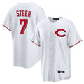 STECN C.Reds #7 Spencer Steer Player White Home Game Stitched Jerseys
