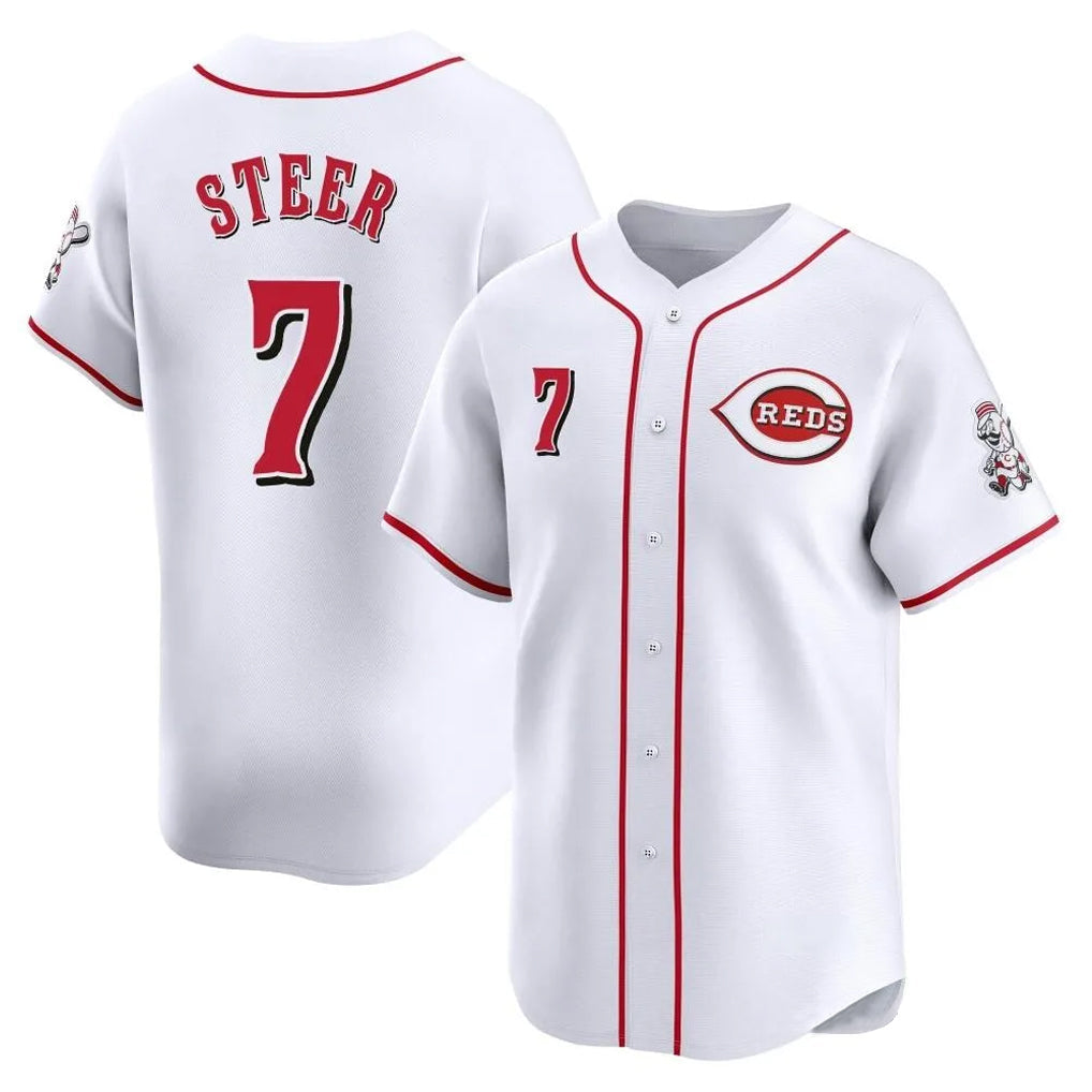 STECN C.Reds #7 Spencer Steer Player White Home Limited Stitched Jerseys
