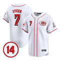 STECN C.Reds #7 Spencer Steer Player White Vapor Premier Limited Home Stitched Jerseys