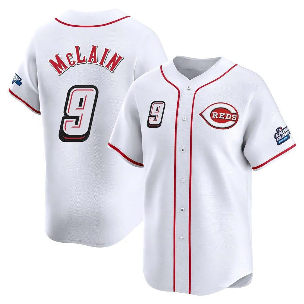 STECN C.Reds #9 Matt McLain Player White Speedway Classic Home Limited Stitched Jerseys