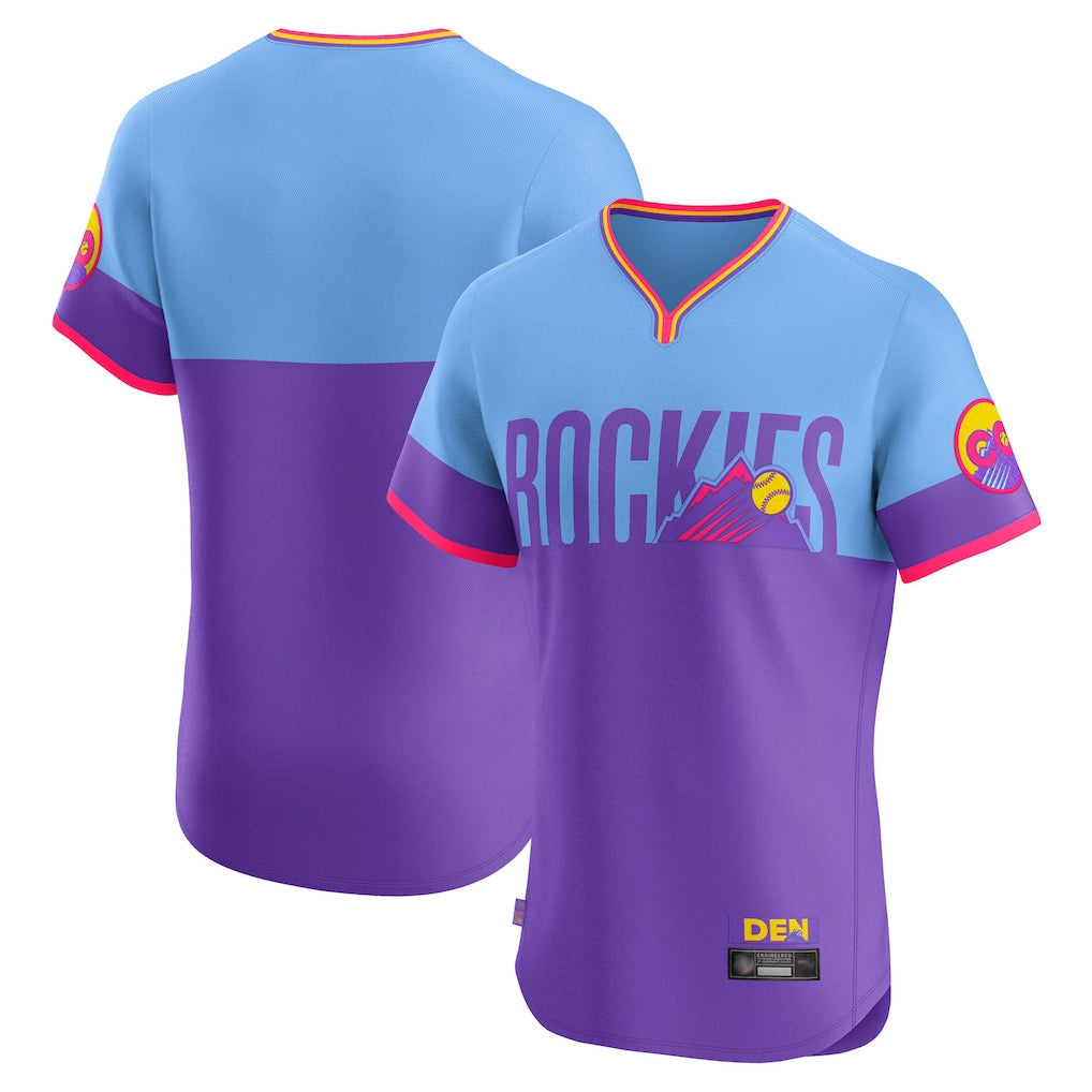 STECN C.Rockies Purple-Light Blue City Connect Limited Elite Home T-shirt Blank Player Stitched Jerseys