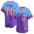 STECN C.Rockies #14 Ezequiel Tovar Player Purple-Light Blue City Connect Limited Home T-shirt Stitched Jerseys