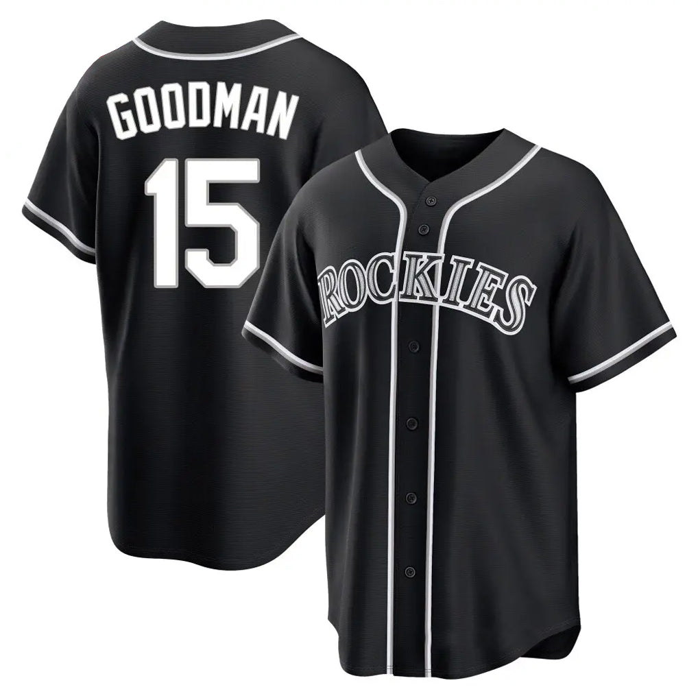 STECN C.Rockies #15 Hunter Goodman Player Black Fashion Out Home Game Stitched Jerseys