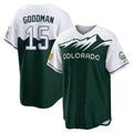 STECN C.Rockies #15 Hunter Goodman Player Green City Connect Home Game Stitched Jerseys