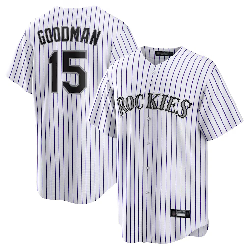 STECN C.Rockies #15 Hunter Goodman Player White Game Home Stitched Jerseys
