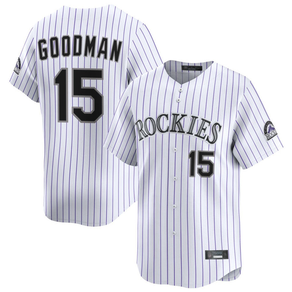 STECN C.Rockies #15 Hunter Goodman Player White Limited Home Stitched Jerseys