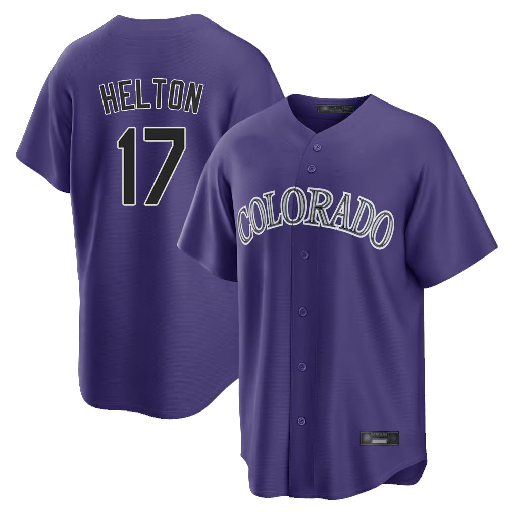 STECN C.Rockies #17 Todd Helton Player Purple Game Home Stitched Jerseys
