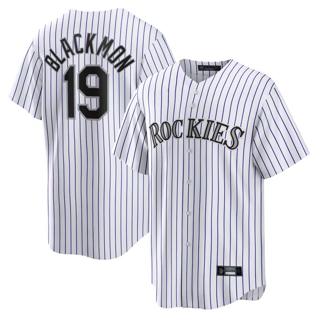 STECN C.Rockies #19 Charlie Blackmon Player White Game Home Stitched Jerseys