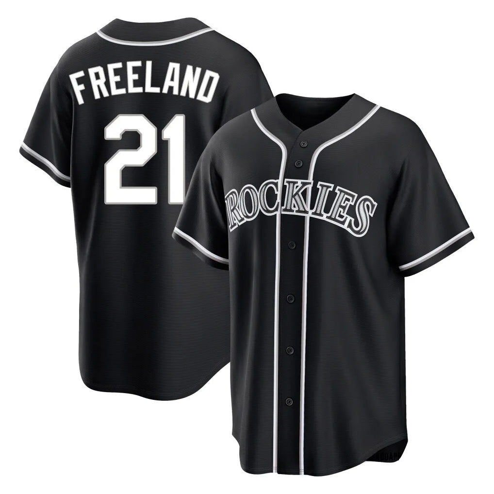 STECN C.Rockies #21 Kyle Freeland Player Black Fashion Out Home Game Stitched Jerseys