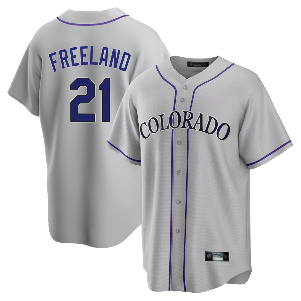 STECN C.Rockies #21 Kyle Freeland Player Gray Game Home Stitched Jerseys