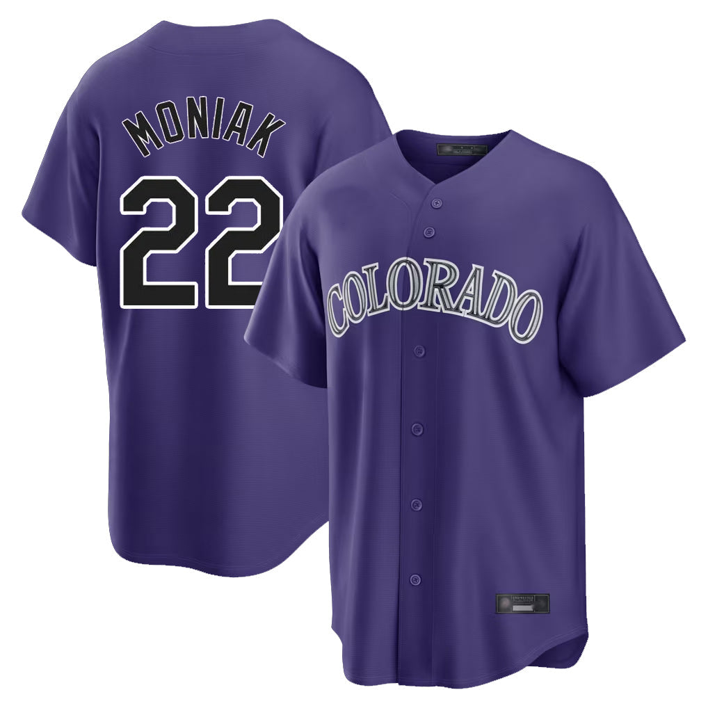 STECN C.Rockies #22 Mickey Moniak Player Purple Game Home Stitched Jerseys