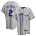 STECN C.Rockies #2 Tyler Freeman Player Gray Game Home Stitched Jerseys