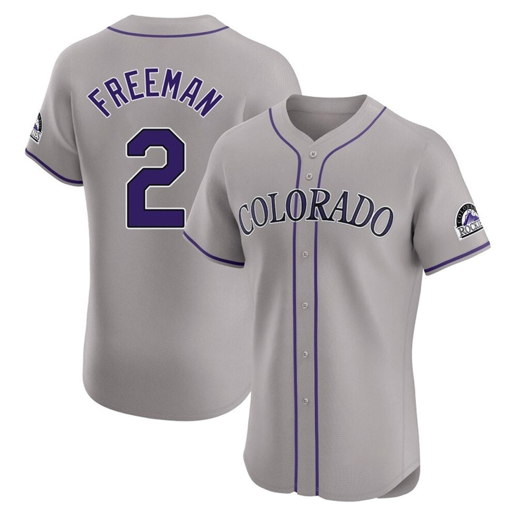 STECN C.Rockies #2 Tyler Freeman Player Gray Limited Elite Home Stitched Jerseys