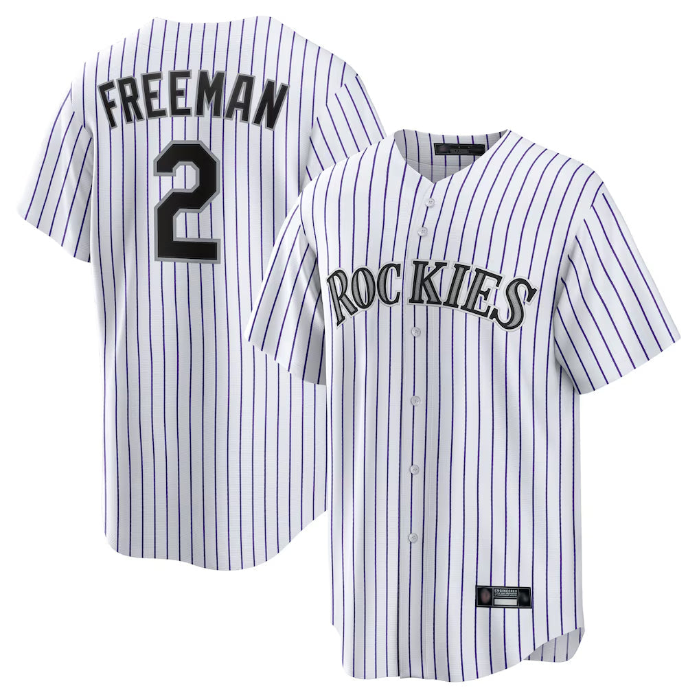 STECN C.Rockies #2 Tyler Freeman Player White Game Home Stitched Jerseys