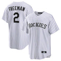 STECN C.Rockies #2 Tyler Freeman Player White Game Home Stitched Jerseys