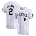 STECN C.Rockies #2 Tyler Freeman Player White Limited Elite Home Stitched Jerseys
