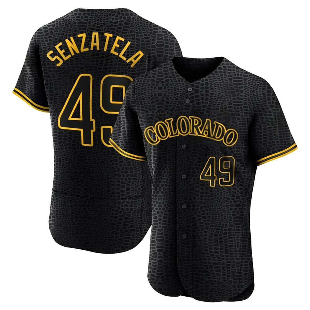 STECN C.Rockies #49 Antonio Senzatela Player Black Snake Skin City Limited Elite Home Stitched Jerseys