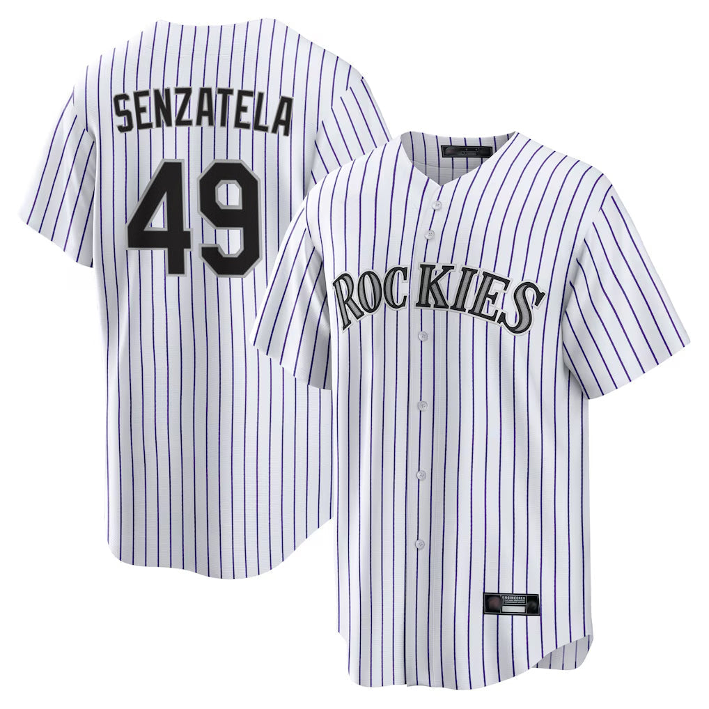STECN C.Rockies #49 Antonio Senzatela Player White Game Home Stitched Jerseys