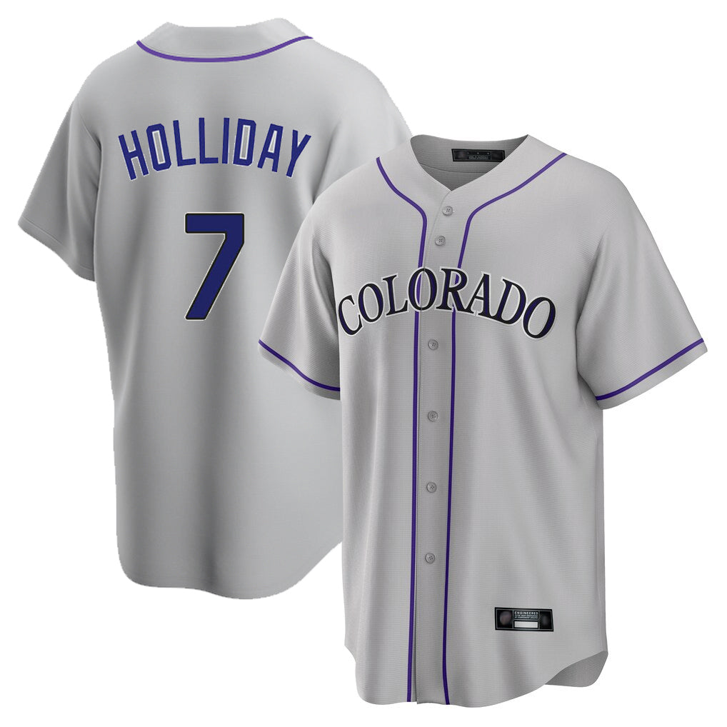 STECN C.Rockies #7 Matt Holliday Player Gray Game Home Stitched Jerseys