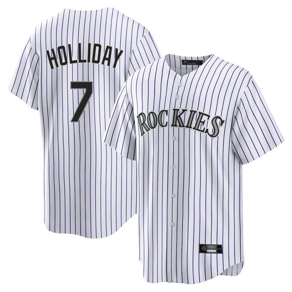 STECN C.Rockies #7 Matt Holliday Player White Game Home Stitched Jerseys
