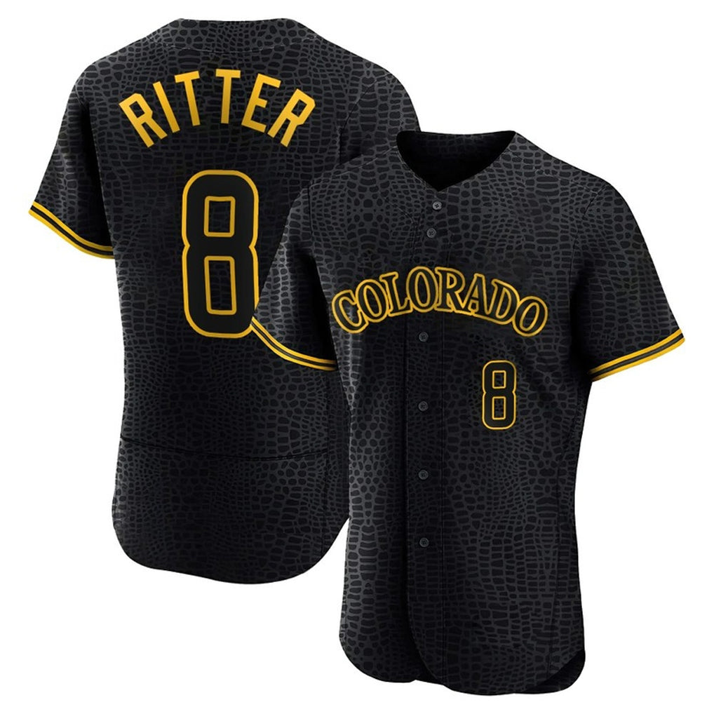 STECN C.Rockies #8 Ryan Ritter Player Black Snake Skin City Limited Elite Home Stitched Jerseys