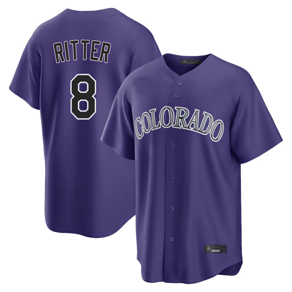 STECN C.Rockies #8 Ryan Ritter Player Purple Game Home Stitched Jerseys
