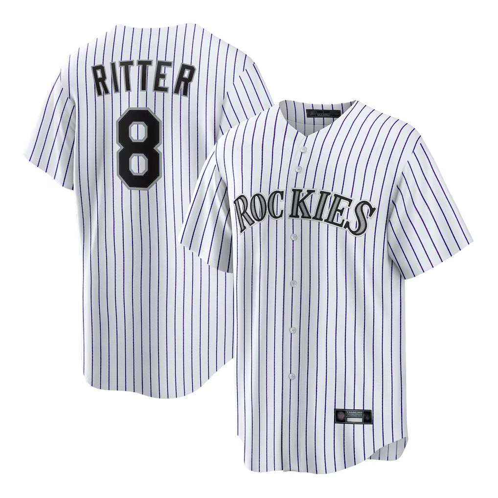 STECN C.Rockies #8 Ryan Ritter Player White Game Home Stitched Jerseys