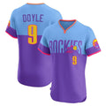 STECN C.Rockies #9 Brenton Doyle Player Purple-Light Blue City Connect Limited Elite Home T-shirt Stitched Jerseys