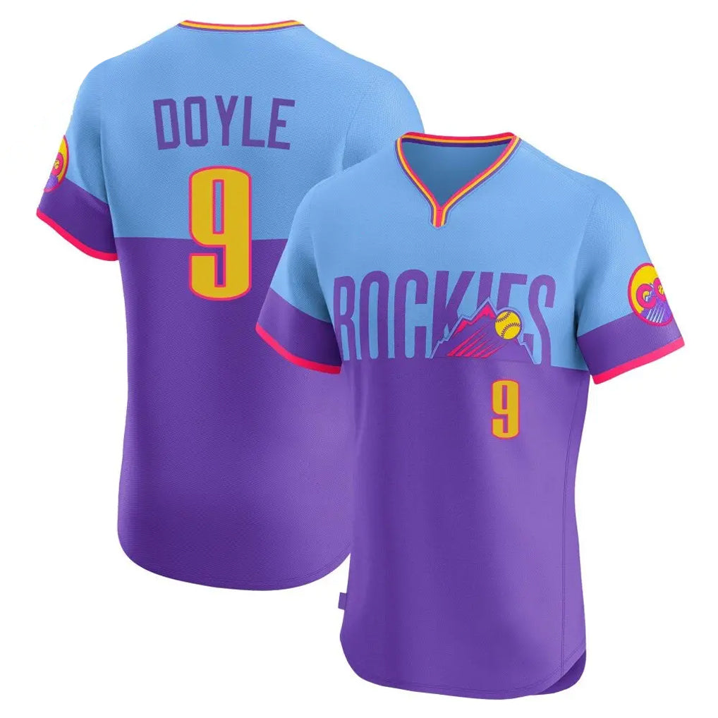 STECN C.Rockies #9 Brenton Doyle Player Purple-Light Blue City Connect Limited Elite Home T-shirt Stitched Jerseys