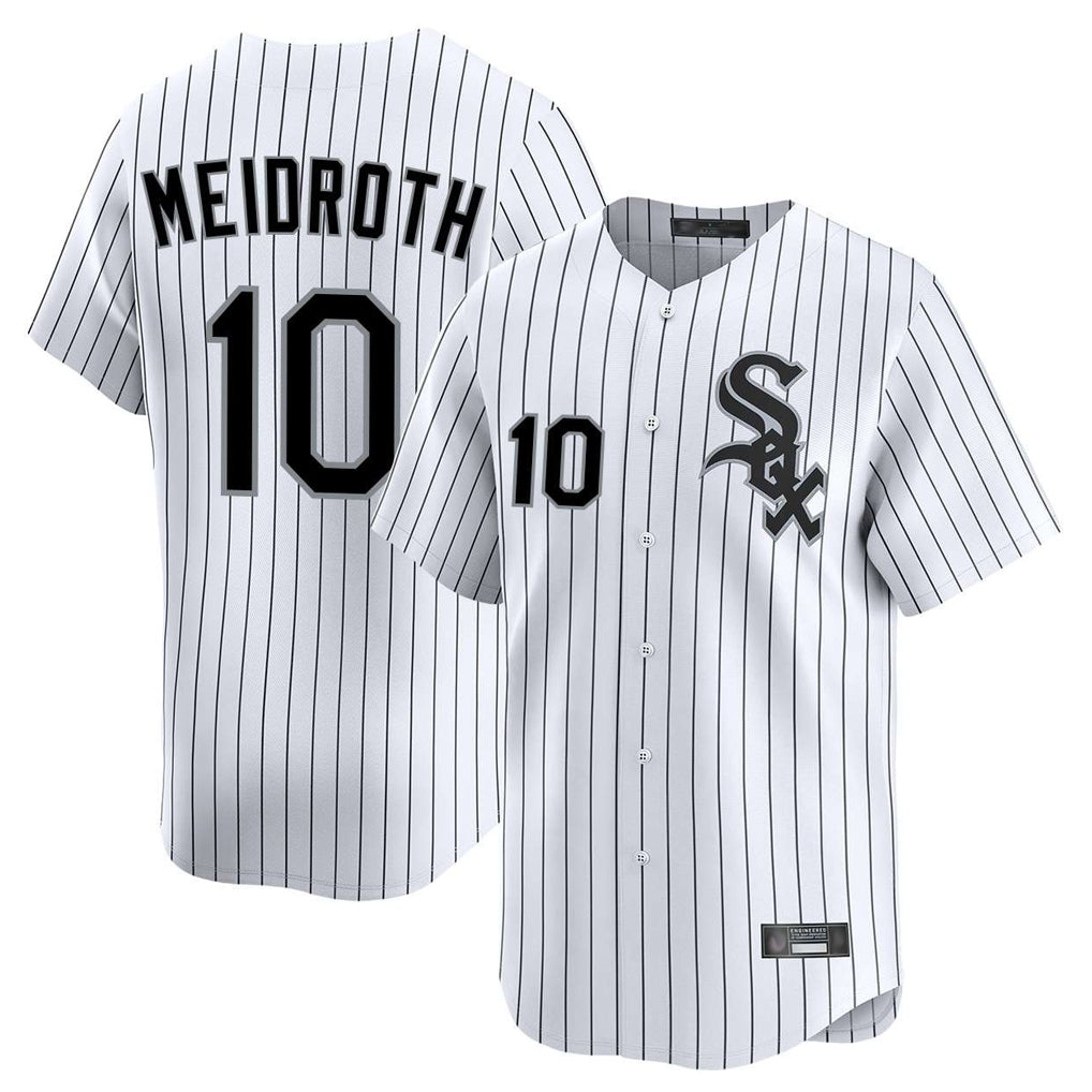 STECN C.White Sox #10 Chase Meidroth Player White Stripe Limited Home Stitched Jerseys