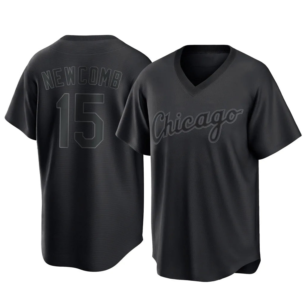 STECN C.White Sox #15 Sean Newcomb Player Black T-shirt Home Game Stitched Jerseys